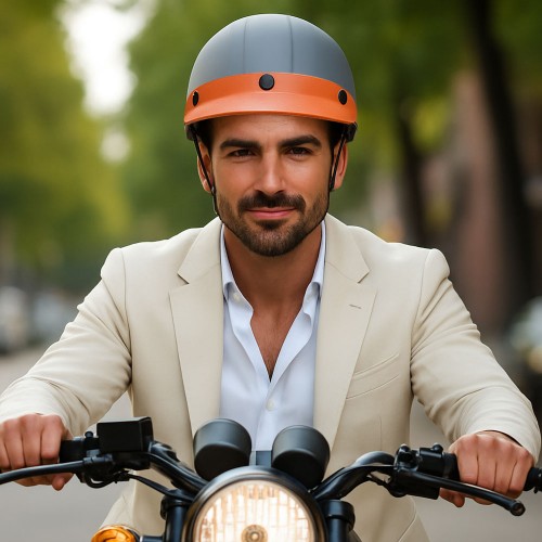 NÓN BẢO HIỂM THỜI TRANG XÁM CAM 